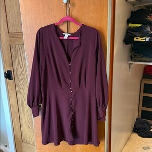 H&M Deep Burgundy Long Sleeve Dress